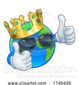 Vector Illustration of Cartoon Earth Globe King Crown Shades World Mascot by AtStockIllustration