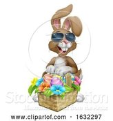 Vector Illustration of Cartoon Easter Bunny in Sunglasses Eggs Hunt Cartoon by AtStockIllustration