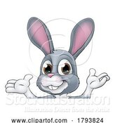 Vector Illustration of Cartoon Easter Bunny Rabbit Character Peeking Sign by AtStockIllustration