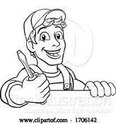 Vector Illustration of Cartoon Electrician Handyman Plumber Mechanic by AtStockIllustration