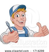 Vector Illustration of Cartoon Electrician Handyman Plumber Mechanic by AtStockIllustration