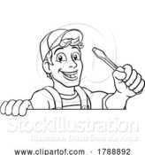 Vector Illustration of Cartoon Electrician Handyman Plumber Mechanic by AtStockIllustration