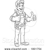 Vector Illustration of Cartoon Electrician Handyman Plumber Mechanic by AtStockIllustration