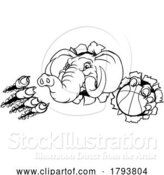 Vector Illustration of Cartoon Elephant Basketball Ball Sports Animal Mascot by AtStockIllustration