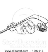 Vector Illustration of Cartoon Elephant Ice Hockey Player Animal Sports Mascot by AtStockIllustration