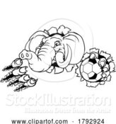 Vector Illustration of Cartoon Elephant Soccer Football Ball Sports Mascot by AtStockIllustration