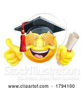 Vector Illustration of Cartoon Emoji Graduate College Star Eyes Emoticon by AtStockIllustration