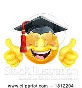 Vector Illustration of Cartoon Emoji Graduate College Star Eyes Emoticon by AtStockIllustration