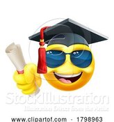 Vector Illustration of Cartoon Emoji Graduate College Sunglasses Emoticon by AtStockIllustration