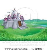 Vector Illustration of Cartoon Fairy Tale Fantasy Castle Background by AtStockIllustration