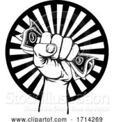 Vector Illustration of Cartoon Fist Hand Holding Cash Money by AtStockIllustration