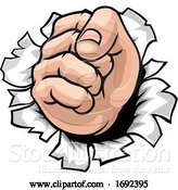 Vector Illustration of Cartoon Fist Hand Punching Through Wall Cartoon by AtStockIllustration