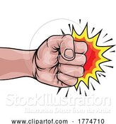 Vector Illustration of Cartoon Fist Punch Hand Comic Pop Art Explosion Cartoon by AtStockIllustration