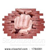 Vector Illustration of Cartoon Fist Punching Through Brick Wall Concept by AtStockIllustration