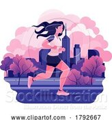 Vector Illustration of Cartoon Fitness Lady Runner Running Jogging Run in City by AtStockIllustration