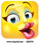 Vector Illustration of Cartoon Flirty Female Square Emoticon by AtStockIllustration