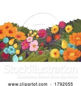 Vector Illustration of Cartoon Flowers Border Floral Plants Illustration by AtStockIllustration