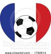 Vector Illustration of Cartoon France French Flag Soccer Football Heart by AtStockIllustration