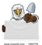 Vector Illustration of Cartoon Gardener Eagle Bird Handyman Tool Mascot by AtStockIllustration