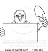 Vector Illustration of Cartoon Gardener Eagle Bird Handyman Tool Mascot by AtStockIllustration