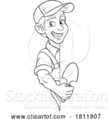 Vector Illustration of Cartoon Gardener Garden Tool Guy Farmer Mascot by AtStockIllustration