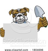 Vector Illustration of Cartoon Gardener Tool Farmer Bulldog Dog Mascot by AtStockIllustration