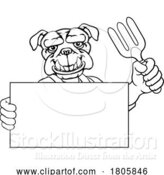 Vector Illustration of Cartoon Gardener Tool Farmer Bulldog Dog Mascot by AtStockIllustration