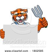 Vector Illustration of Cartoon Gardener Tool Tiger Handyman Mascot by AtStockIllustration