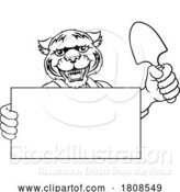 Vector Illustration of Cartoon Gardener Tool Tiger Handyman Mascot by AtStockIllustration