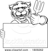Vector Illustration of Cartoon Gardener Tool Tiger Handyman Mascot by AtStockIllustration