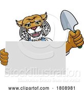 Vector Illustration of Cartoon Gardener Wildcat Tool Handyman Mascot by AtStockIllustration