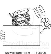 Vector Illustration of Cartoon Gardener Wildcat Tool Handyman Mascot by AtStockIllustration