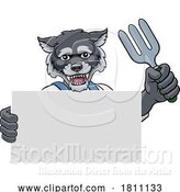 Vector Illustration of Cartoon Gardener Wolf Tool Handyman Mascot by AtStockIllustration
