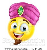 Vector Illustration of Cartoon Genie Emoticon Face by AtStockIllustration