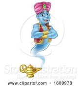 Vector Illustration of Cartoon Genie Magic Lamp Aladdin Pantomime Cartoon by AtStockIllustration