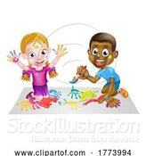 Vector Illustration of Cartoon Girl and Boy Painting by AtStockIllustration