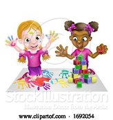 Vector Illustration of Cartoon Girls Playing by AtStockIllustration