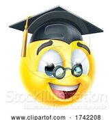 Vector Illustration of Cartoon Graduate Teacher Emoticon Face Icon by AtStockIllustration