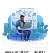 Vector Illustration of Cartoon Guy Laptop Market Stock Finance Illustration by AtStockIllustration