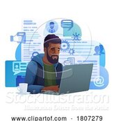 Vector Illustration of Cartoon Guy Laptop Recruitment Internet Job Search Cartoon by AtStockIllustration