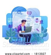 Vector Illustration of Cartoon Guy Laptop Resume CV Job Search Online Cartoon by AtStockIllustration