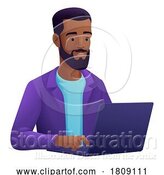 Vector Illustration of Cartoon Guy Using Laptop Computer Illustration by AtStockIllustration