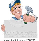 Vector Illustration of Cartoon Hammer Carpenter Construction Builder Handyman by AtStockIllustration