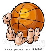 Vector Illustration of Cartoon Hand Holding Basketball Ball by AtStockIllustration