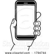 Vector Illustration of Cartoon Hand Holding Mobile Phone Screen Icon by AtStockIllustration