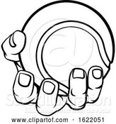 Vector Illustration of Cartoon Hand Holding Tennis Ball by AtStockIllustration