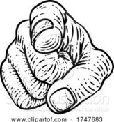 Vector Illustration of Cartoon Hand Pointing Finger at You Vintage Woodcut Style by AtStockIllustration