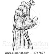 Vector Illustration of Cartoon Hand Reaching Engraved Woodcut Vintage Style by AtStockIllustration