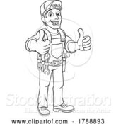 Vector Illustration of Cartoon Handyman Caretaker Construction Guy by AtStockIllustration