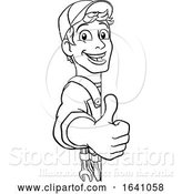 Vector Illustration of Cartoon Handyman Caretaker Construction Sign Guy by AtStockIllustration